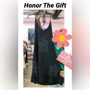 NWT Honor The Gift Floral Knit Halter Dress In Black Size Large NWT